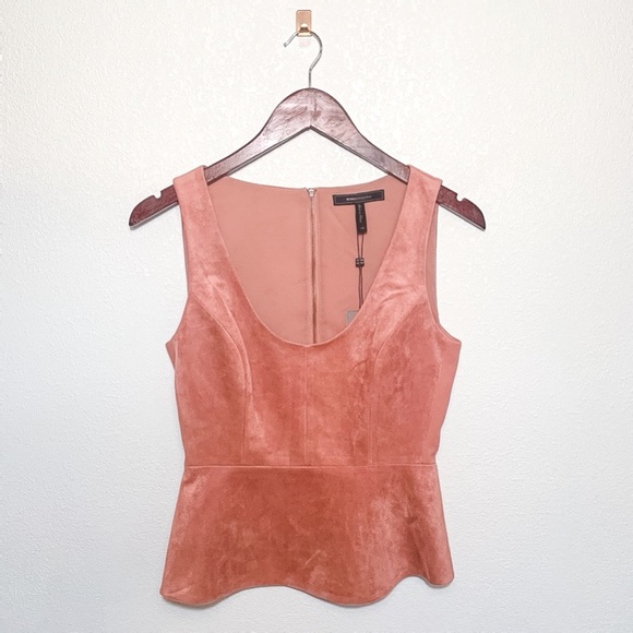 BCBGMaxAzria Cladiana Peplum Top Faux Suede NWT!! - Picture 4 of 9